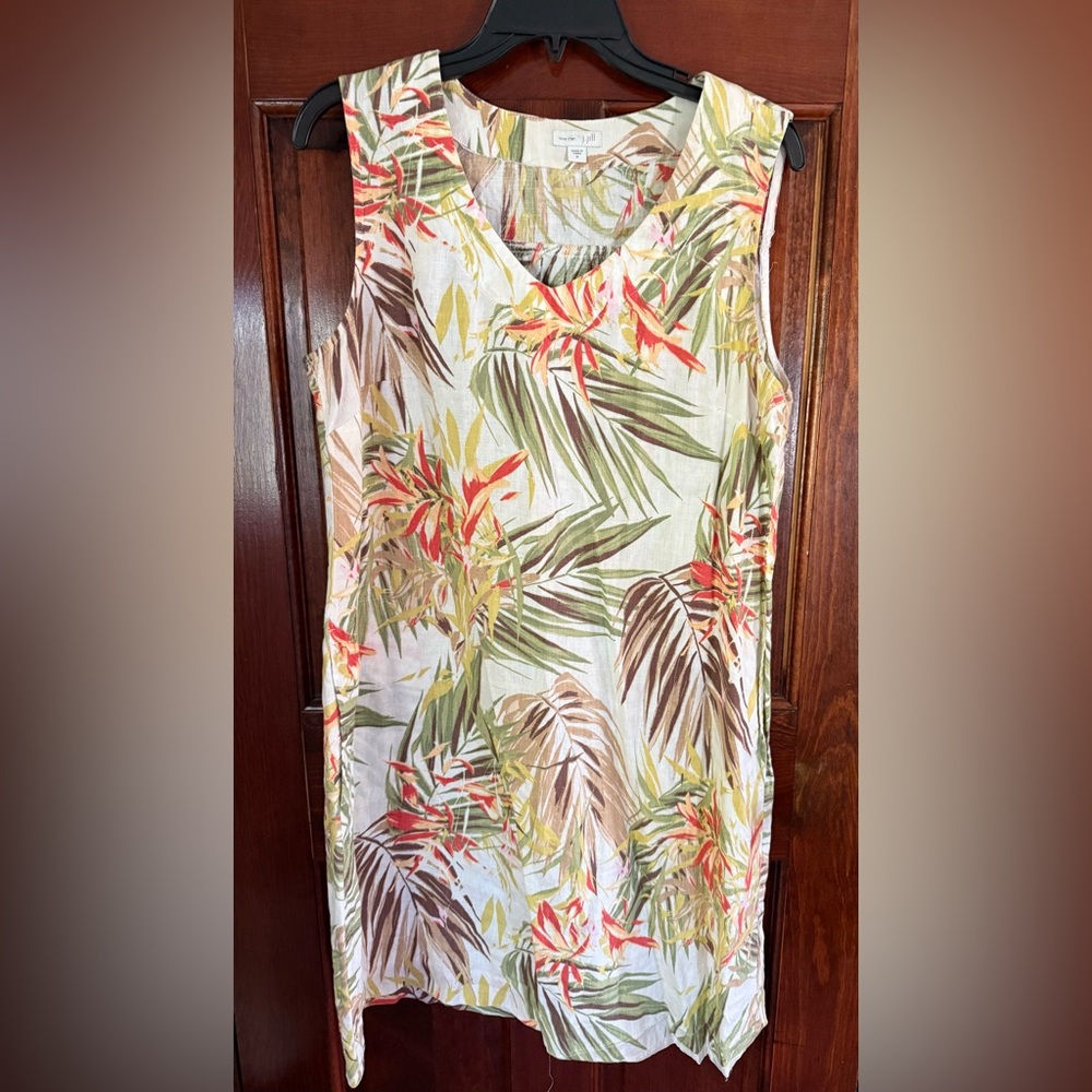 J. Jill Linen Dress with Leaf Print